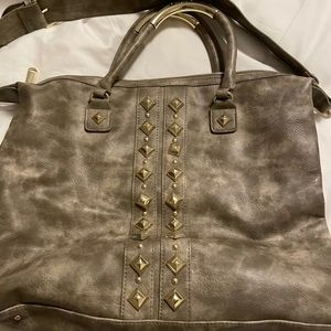 green Steve Madden large studded  crossbody bag